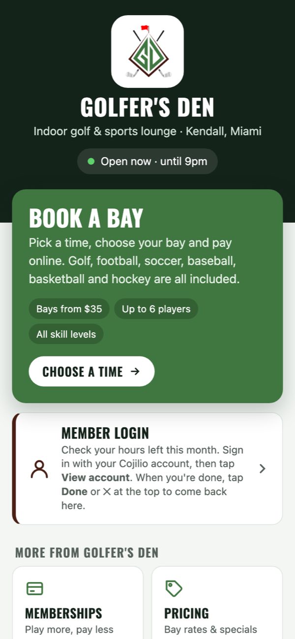 The Golfer's Den app on a phone
